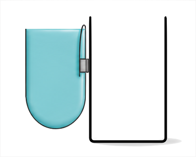ケース外側にユビノアを吸着させた状態